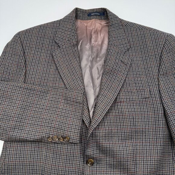 Chaps Ralph Lauren Vintage Houndstooth Wool Blazer Sport Jacket 42 Long Canada - Picture 1 of 16